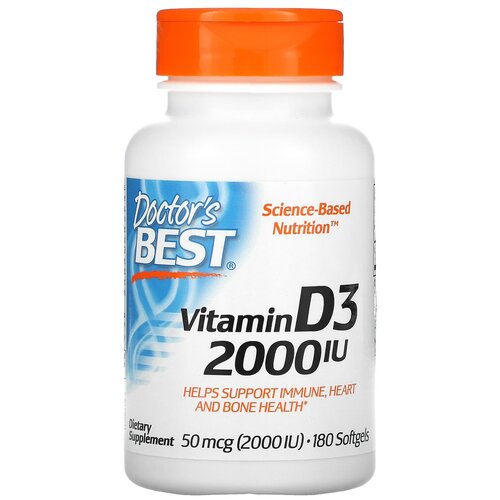 Капсулы Doctor's Best Vitamin D3, 80 г, 2000 ME, 180 шт. фото, описание