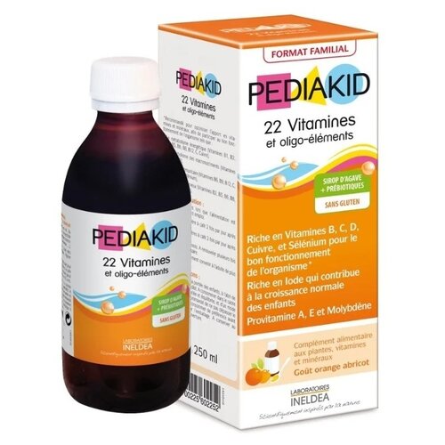 PEDIAKID 22 Vitamins and Oligo-elements фл., 250 мл, 250 г, абрикос фото, описание