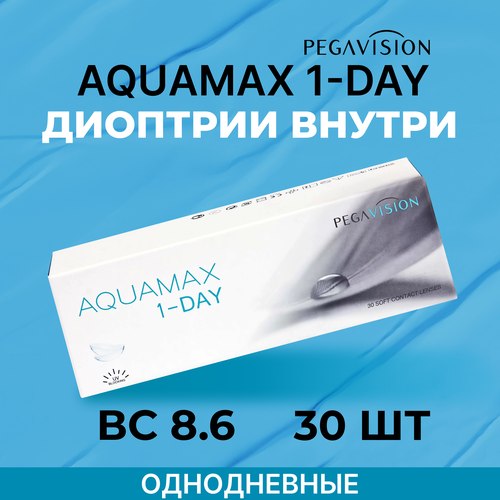 Контактные линзы Pegavision Aquamax 1-Day, 30 шт., R 8,6, D +2, прозрачный, 1 уп. фото, описание