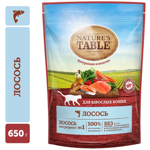 Сухой корм для кошек Nature's Table с лососем 650 г фото, описание