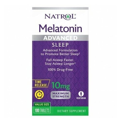 Таблетки Natrol Melatonin Advanced Sleep Time Release, 10 мг, 100 шт. фото, описание