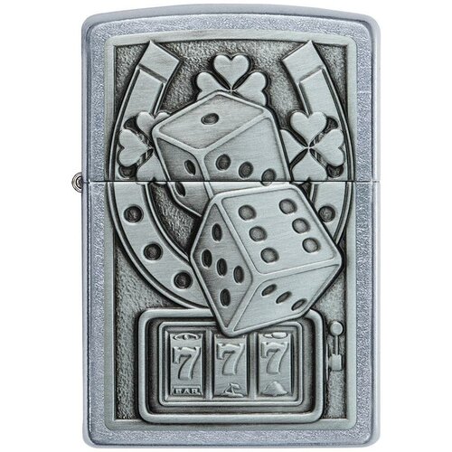 Оригинальная бензиновая зажигалка ZIPPO Classic 49294 Lucky 7 с покрытием Street Chrome - Счастливая 7 фото, описание