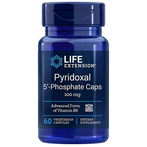 фото Life Extension, Pyridoxal 5'-Phosphate Caps, 100 mg, 60 Vegetarian Capsules, купить онлайн за 3600 рубл.