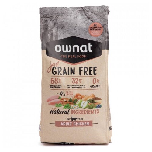 Ownat GRAIN FREE JUST сухой корм для кошек, с курицей, 1 кг фото, описание