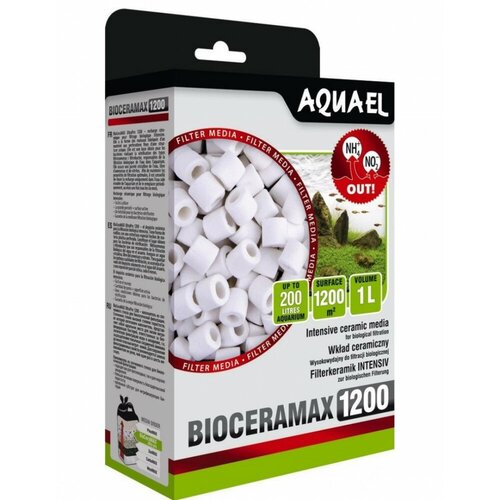 Наполнитель для аквариумных фильтров AQUAEL BIOCERAMAX 1200 (1 л) (стеклокерамика, кольца) фото, описание