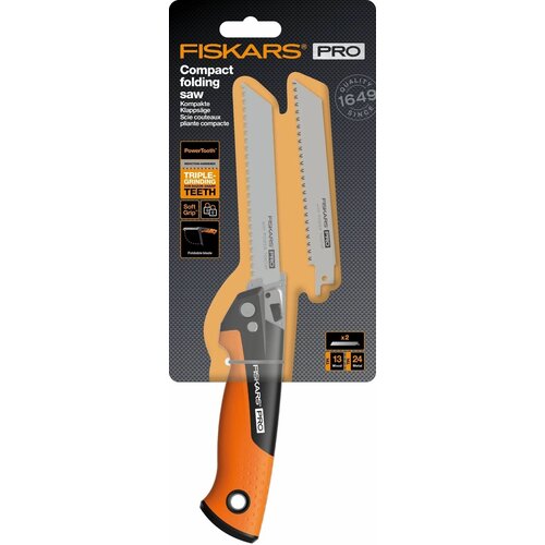 Складная пила Fiskars, 2 лезвия дерево, металл, 130 мм (1062934) фото, описание