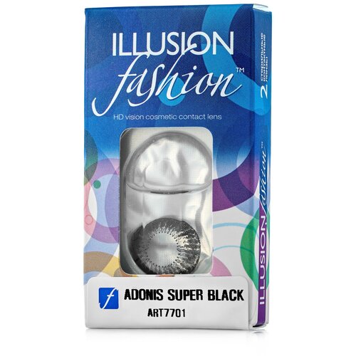 Контактные линзы ILLUSION Fashion Adonis, 2 шт., R 8,6, D 0, superblack фото, описание