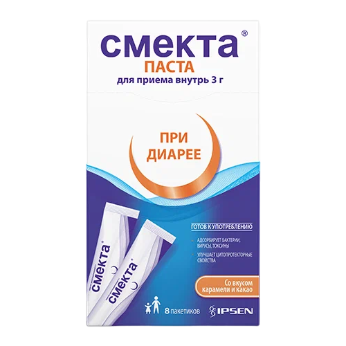 Смекта паста д/вн. прим. пак., 3 г, 8 шт., карамель и какао фото, описание