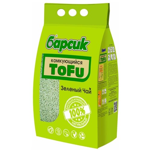 Комкующийся наполнитель Барсик Tofu Зелёный Чай, 4.5л, 1 шт. фото, описание