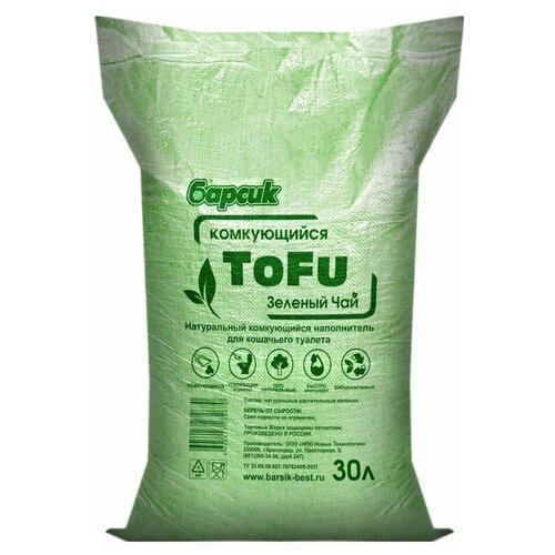 Комкующийся наполнитель Барсик Tofu Зелёный Чай, 30л, 1 шт. фото, описание