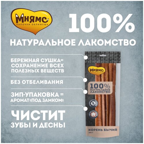 Лакомство для собак Мнямс корень бычий, 100 г (шоу бокс) фото, описание