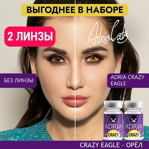 Контактные линзы ADRIA Crazy, 2 шт., R 8,6, D 0, eagle, 2 уп. фото, описание