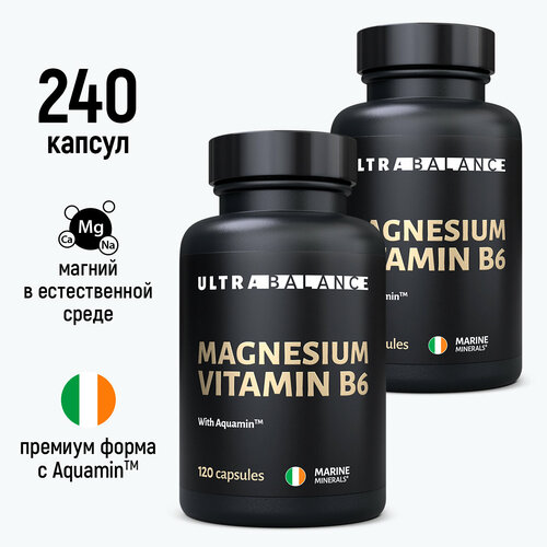 Магний В6, 240 капсул, Ultrabalance Magnesium Vitamin B6 Premium фото, описание