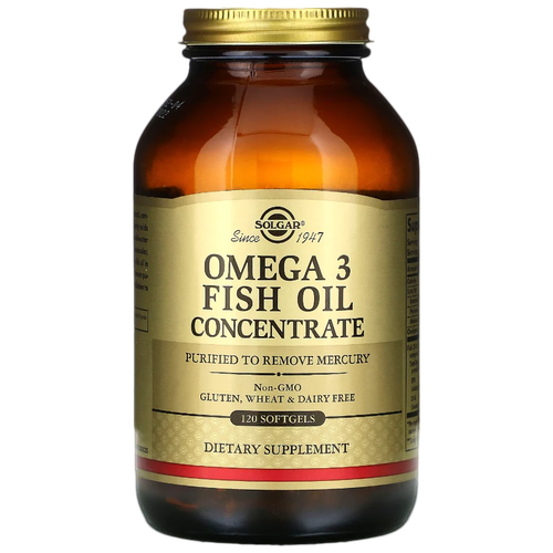 Solgar Omega-3 Fish Oil Concentrate капс., 150 мл, 300 г, 120 шт., рыба фото, описание