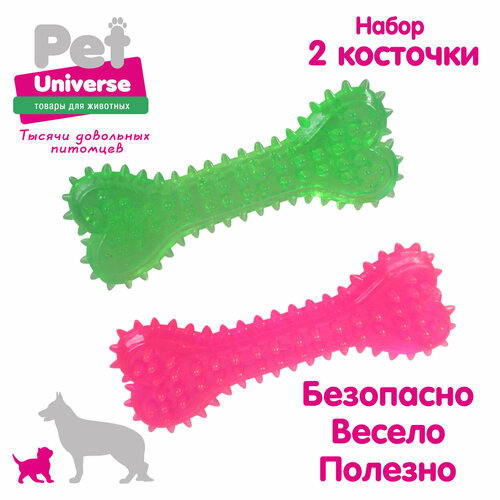 Игрушка для собак Pet Universe набор из 2-х косточек с шипами 11х4х2 см, ТПР, PU9020 фото, описание