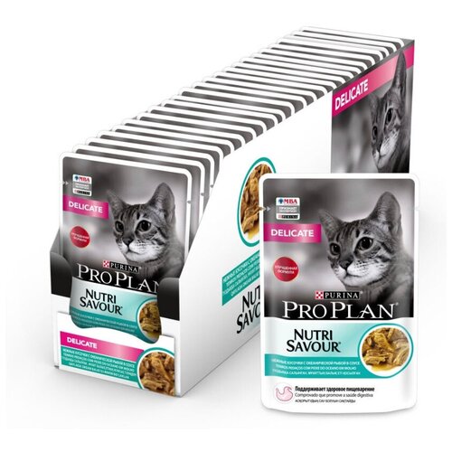 PURINA Pro Plan NutriSavour Delicate Пауч д/кошек Чувствит пищевар с Океанической рыбой в соусе 85 г фото, описание