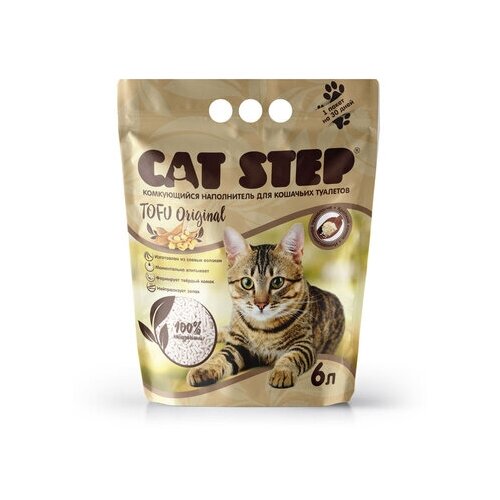 Cat Step Комкующийся растительный наполнитель Tofu Original 6L | Cat Step Tofu Original 2,8 кг 39513 (2 шт) фото, описание