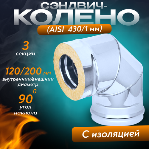 Сэндвич-колено (AISI 430/1,0мм) 90* 3 секции (120х200) фото, описание