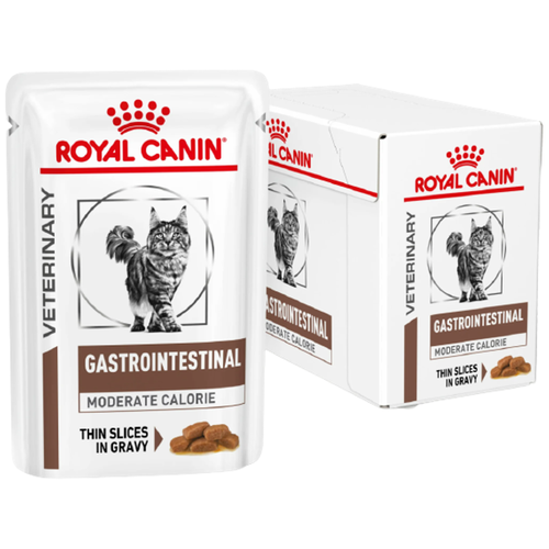 Влажный корм для кошек Royal Canin Gastro Intestinal Moderate Calorie при проблемах с ЖКТ 12 шт. х 85 г (кусочки в соусе) фото, описание