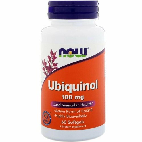 фото NOW Ubiquinol 100mg 60 капсул, купить онлайн за 4379 рубл.