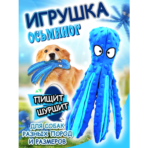 Игрушка для собак осьминог голубой фото, описание