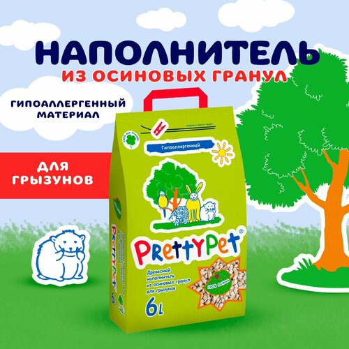 Наполнитель древесный PrettyCat PrettyPet Осиновый 2 кг/6 л 1шт. в уп. , 1уп. фото, описание