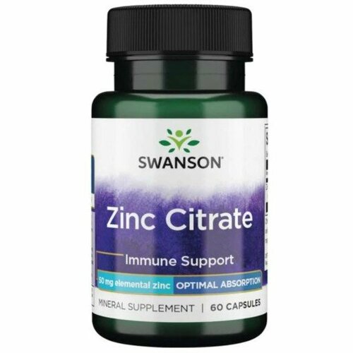 Swanson Zinc Citrate Immune Support 50 mg (Цитрат Цинка) 60 капсул (Swanson) фото, описание