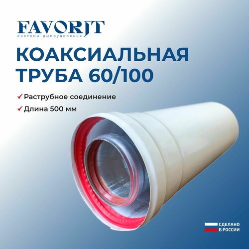 Коаксиальная труба Favorit 60/100-500 мм фото, описание