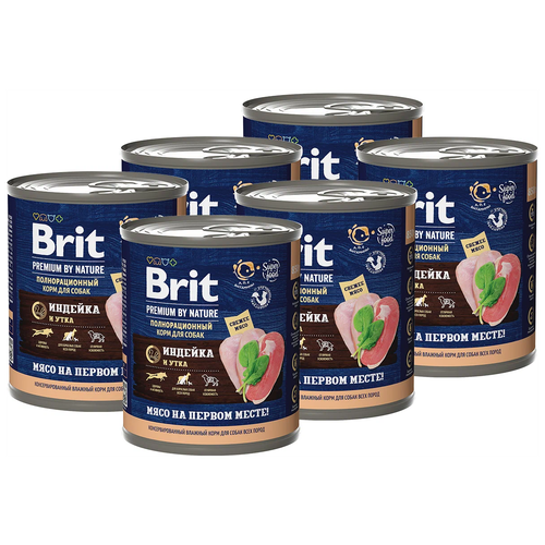 BRIT PREMIUM BY NATURE DOG для взрослых собак с индейкой и уткой 5051199 (850 гр х 6 шт) фото, описание