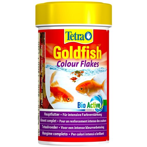 Корм для рыб Tetra Goldfish Colour Flakes 100мл хлопья фото, описание