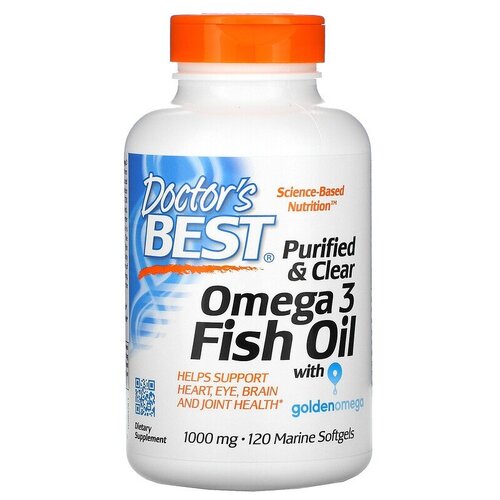 Purified & Clear Omega 3 Fish Oil with Goldenomega капс., 250 г, 120 шт., рыба фото, описание