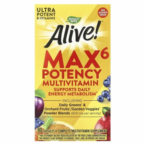 Nature's Way Alive! Max6 Potency (мультивитаминный комплекс без железа) 90 капсул фото, описание