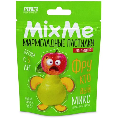 ВТФ MixMe Витамин С мармелад фруктовый микс (яблоко, персик, груша), 58,5 г. фото, описание