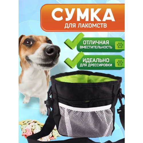 Сумка, сумочка для лакомств, для прогулок с собакой, сумка для животных, для дрессировки, цвет черный фото, описание