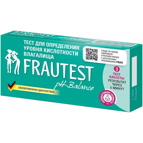 Тест для определения уровня кислотности влагалища FRAUTEST pH-balance фото, описание