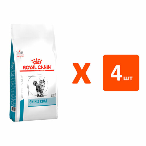 ROYAL CANIN SKIN & COAT для кастрир котов и стерилизованных кошек с чувствит кожей и шерстью 0,4 кг х 4 шт фото, описание