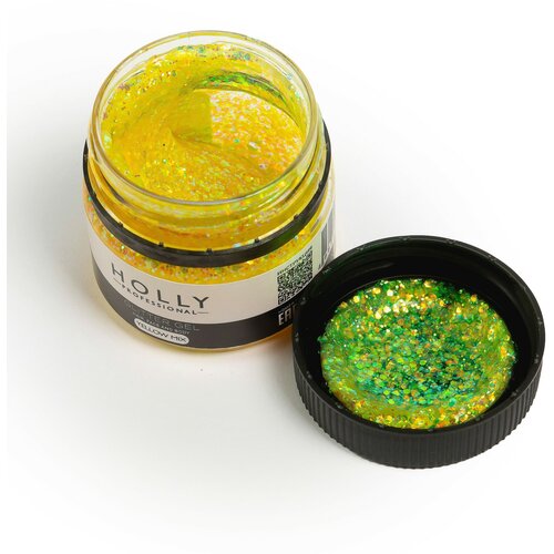 Holly Professional Глиттер для глаз, лица, волос и тела Glitter Gel Yellow Mix фото, описание