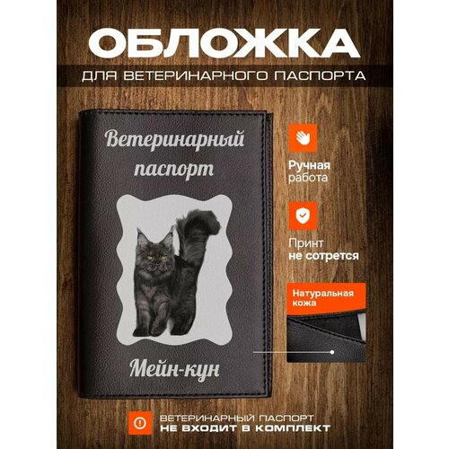 Обложка на ветеринарный паспорт для кошек с принтом Мейн-кун фото, описание