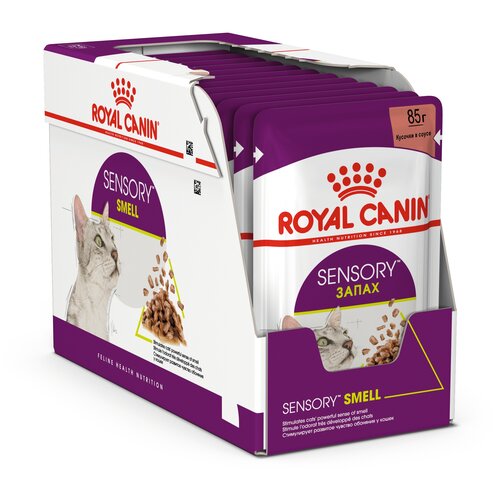 Влажный корм для кошек Royal Canin Sensory Smell стимулирующий обонятельные рецепторы 12 шт. х 85 г (кусочки в соусе) фото, описание