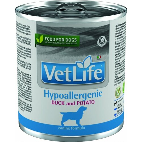 Vet Life Dog Hypoallergenic с уткой и картофелем диетический влажный корм для собак с пищевой аллергией 0,3кг фото, описание