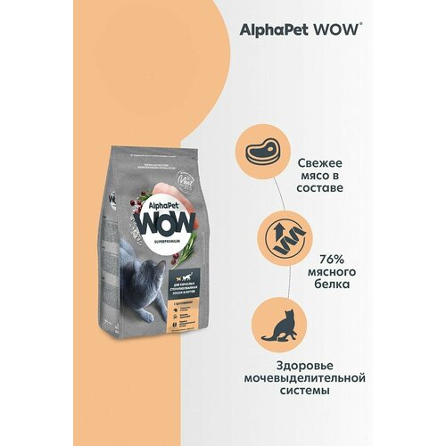 AlphaPet WOW Superpremium Сухой полнорационный корм c цыпленком для взрослых стерилизованных кошек и котов фото, описание