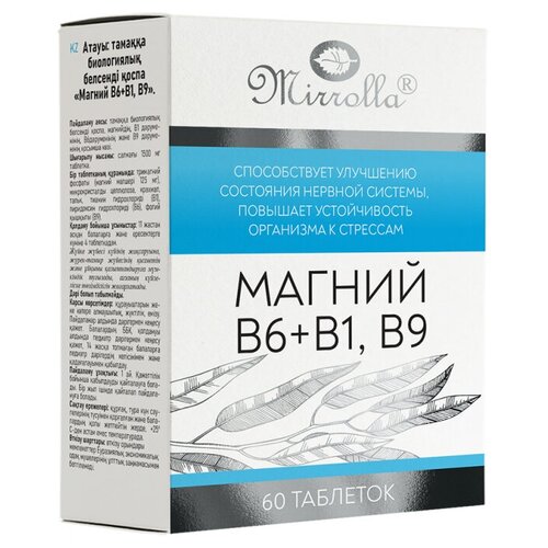 фото Магний B6+B1, B9, таб., 113 г, 60 шт., купить онлайн за 701 рубл.