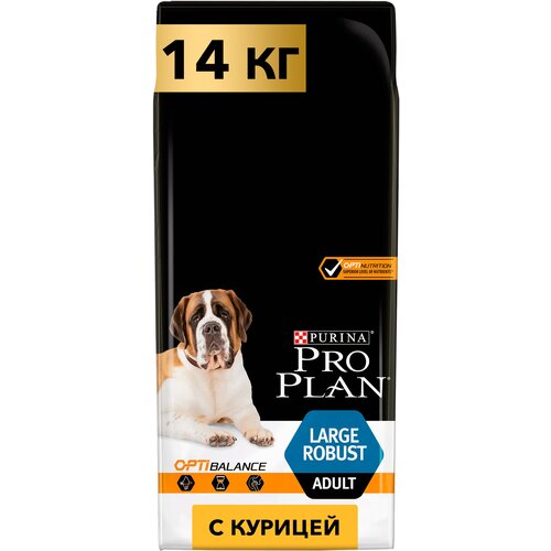 Сухой корм PRO PLAN® для взрослых собак крупных пород с мощным телосложением, с высоким содержанием курицы 14 кг фото, описание