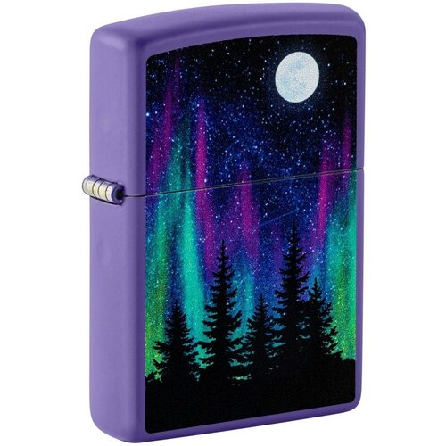 Зажигалка ZIPPO Night In The Forest с покрытием Purple Matte, латунь/сталь, фиолетовая, 38x13x57 мм фото, описание