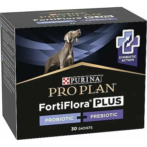 Purina ProPlan пробиотики и пребиотики для собак Purina PRO PLAN FortiFlora для микрофлоры кишечника, 30 пакетиков по 1,5 г фото, описание