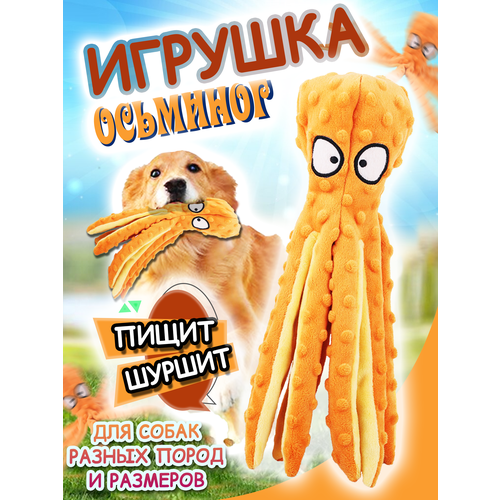 Игрушка для собак осьминог оранжевый фото, описание