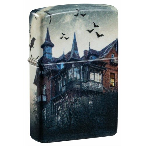 Зажигалка ZIPPO Horror House с покрытием 540 Matte, латунь/сталь, белая, 38x13x57 мм фото, описание