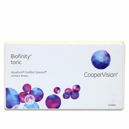 Контактные линзы CooperVision Biofinity Toric., 3 шт., R 8,7, D -4, CYL: -2,25, AХ: 80, бесцветный, 1 уп. фото, описание