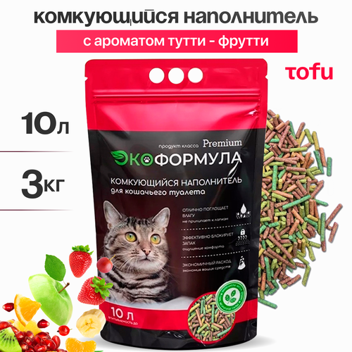 Наполнитель для кошачьего туалета комкующийся тофу 3кг ЭкоФормула фото, описание