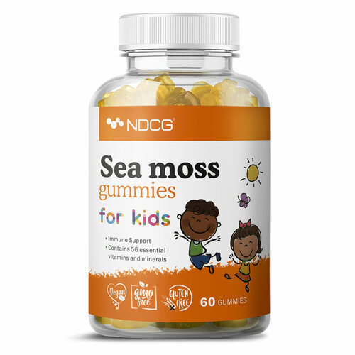 Ирландский мох NDCG мультивитаминный комплекс для детей, Sea moss for kids, со вкусом апельсина, 60 жевательных конфет фото, описание